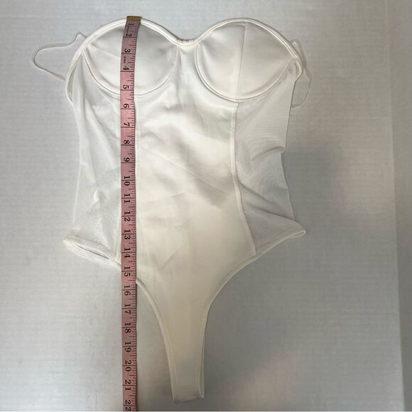 NWOT Revolve x Superdown Mesh Bustier Bodysuit in Ivory | Size M - Picture 8 of 12